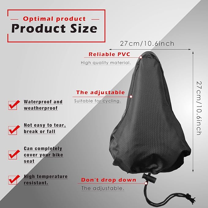 2-Piece Waterproof Bike Seat Rain & Dust Protective Cushion Saddle Cover - Navy, Accessories for Men & Women