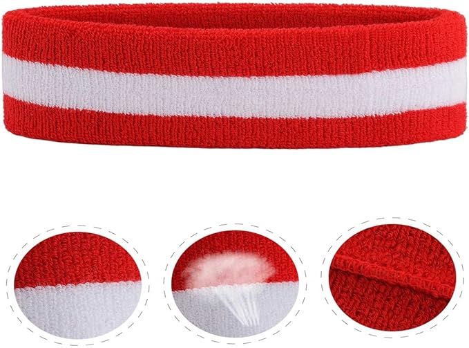 ONUPGO Sweatband Headbands for Men & Women -12PCS Sports Headbands Moisture Wicking Athletic Cotton Terry Cloth Headband for Tennis,Basketball,Football,Gym,Working Out