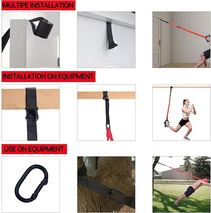 Bodyweight Resistance Training Straps, Complete Home Gym Fitness Trainer kit for Full-Body Workout, Included Door Anchor, Extension Strap, Fitness Guide