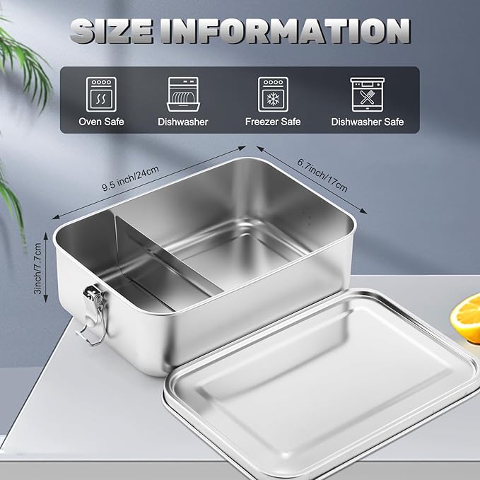 Umigy 4 Pcs Stainless Steel Food Containers Metal Bento Lunch Box Stainless Steel Food Storage Containers, Lockable Clips to Leak Proof, Reusable Dishwasher Snack Boxes for Work, Picnic (2400ml)