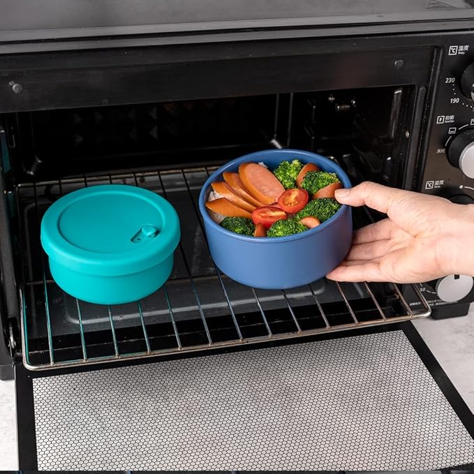 KSENDALO 4-Piece Silicone Food Storage Container Set with Lids (1300mL to 252mL) – Reusable, Leak-Proof for Meal Prep, Lunch, Travel & Camping-Purple