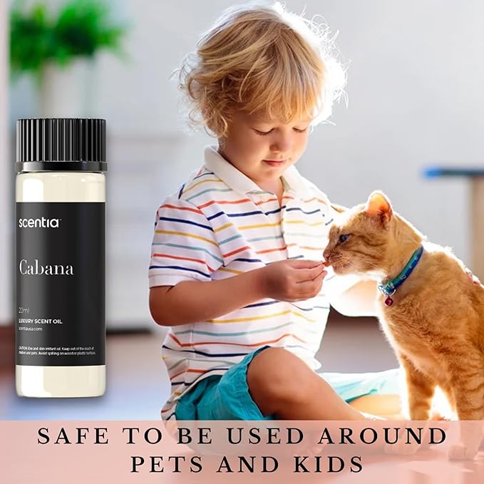 Scentia Hotel Diffuser Oil Inspired by 5-Star Hotel Scent - 20 mL 0.67 fl oz - Fragrance Oil Blend Botanical Jasmine, Bergamot & Fresh Marine Notes for Aromatherapy Diffusers - Cabana