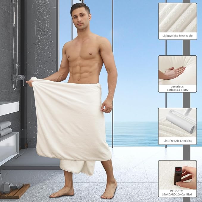 Extra Large Bath Sheet 4 Piece (35"x70")-Ultra Soft Oversized Bath Towel,Bath Sheet Towel Set for Bathroom Hotel,Plush Highly Absorbent Quick Dry Shower Towel Set for Adults,Bathroom Towel-Cream