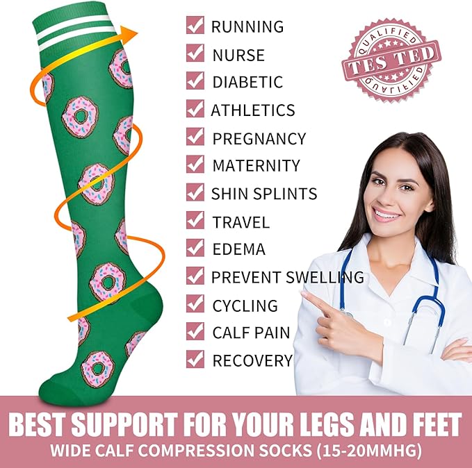 Bluemaple Compression Socks for Women & Men Circulation (6 Pairs) 15-20 mmHg is Best Support for Athletic Running Cycling