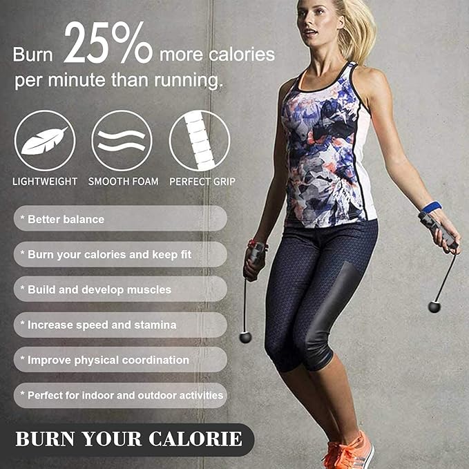 Redify Weighted Cordless Jump Rope for Fitness[Suitable for Different Ages and Levels] Ropeless Jump Rope for Boxing MMA WOD Training, BOD Rope Beachbody MBF,High Speed Rope Skipping for Narrow Space