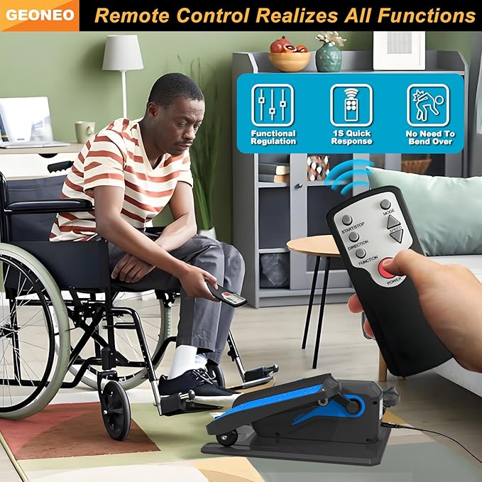 Under Desk Elliptical Machine, Electric Ellipse Leg Exerciser for Senior, Quiet and Compact Electric Seated Pedal Exerciser for Home with Remote Control and 12 Adjustable Speeds