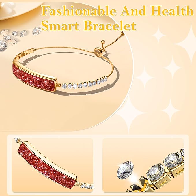 Sleep & Fitness Tracker with 2 Bands, Stylish & Ultra-Light Smart Bracelet for Women, 24/7 Heart Rate, Blood Oxygen & Stress Monitor, Waterproof Health Trackers Gifts for Girls, No Subscription（Red）