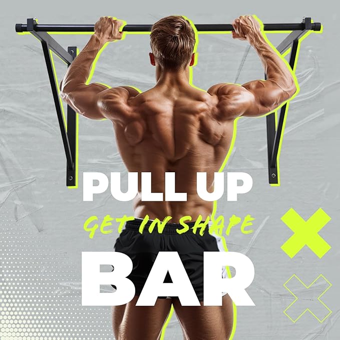 ECOTRIC 46'' Wall Mounted Pull Up Bar Chin up Bar Doorway Exercise Bar Upper Body Gym Workout Bar Heavy Duty Training Fitness Home Heavy Duty 500lbs