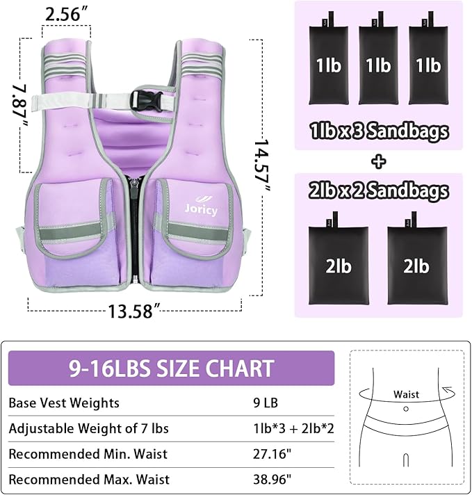 Adjustable Weighted Vest Woman 5-12lb/9-16lb/17-24lb/23-30lb Weight Vest with Reflective Stripe, Zipper Rucking Running Vests for Women Men Workout Walking Strength Training Weight Loss Fitness Weightlifting