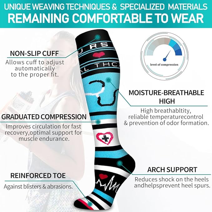 Copper Compression Socks for Women and Men(6 Pairs)-Best Support for Running, Athletic, Nursing, Travel