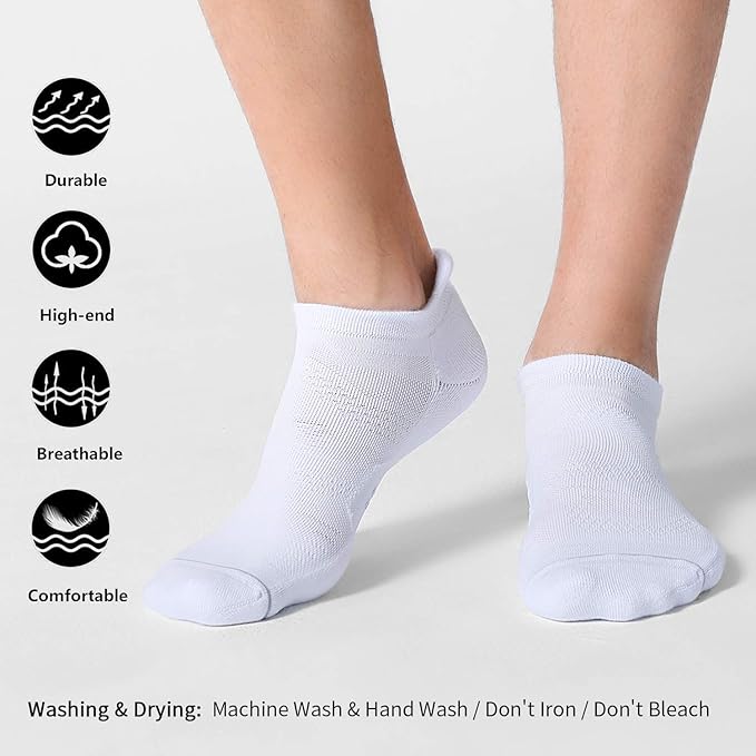 CS CELERSPORT 6 Pack Men's Running Ankle Socks with Cushion, Low Cut Athletic Sport Tab Socks
