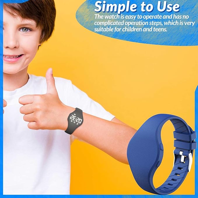 Kids Led Fitness Tracker Watch for Boys Girls, No App, Digital Sport Wristwatch, Waterproof, with Pedometer Alarm Clock, for Teens Children Students Ages 5-16 (deep Blue)