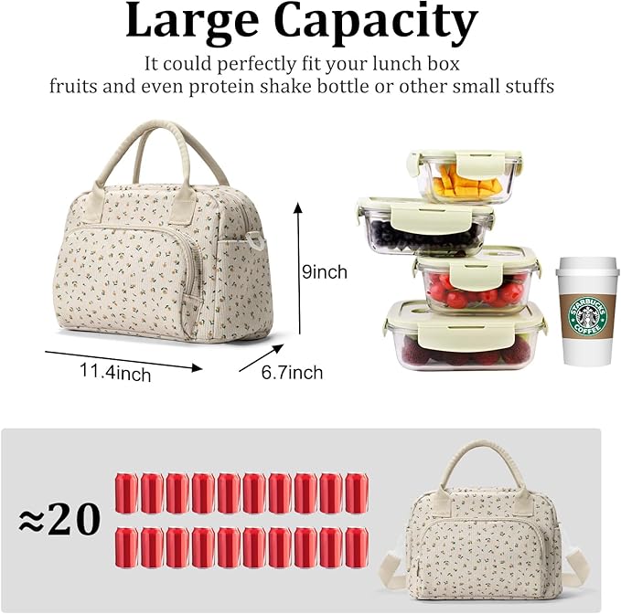 Insulated Lunch Bag for Women Men Large Reusable Lunch Box Adult Leakproof Portable Cooler Tote Bags for Work Picnic