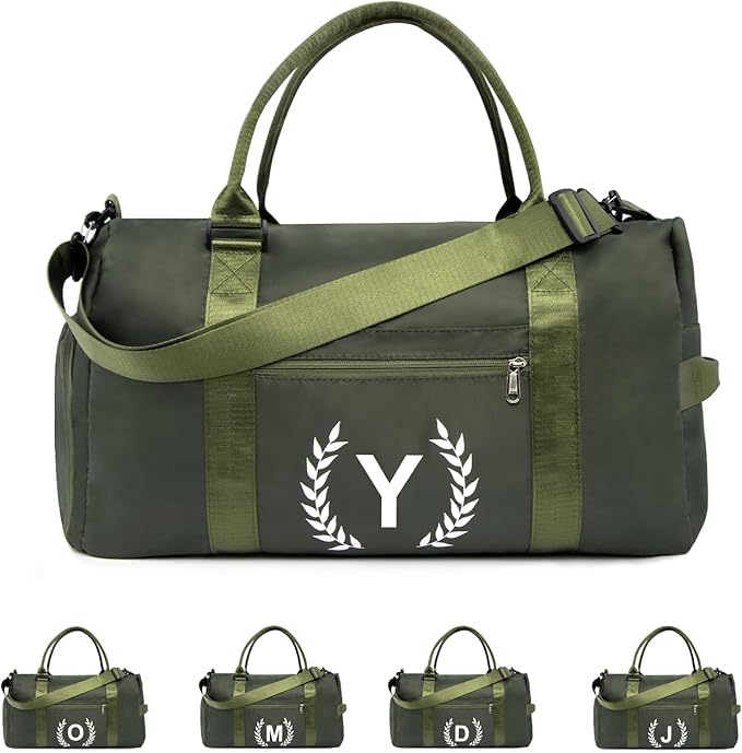 Gym Bag with Shoe Compartment - Personalized Monogrammed Duffle for Sports, Travel, and Workout with Initials