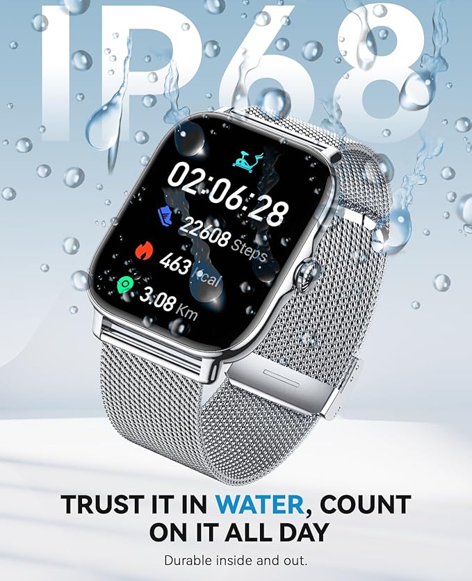 Smart Watches for Women Men,Fitness Watch Full Touchscreen (Answer/Make Calls),Fitness Tracker With 120+ Sport Modes/Step Counter/Sleep Monitor/Pedometer,IP68 Waterproof, Smartwatch for Android/iPhone