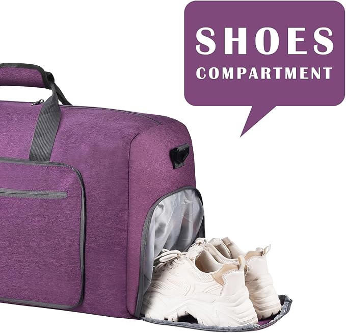 Felipe Varela Duffle Bag with Shoes Compartment and Adjustable Strap,Foldable Travel Duffel Bags for Men Women,Waterproof Duffel Bags