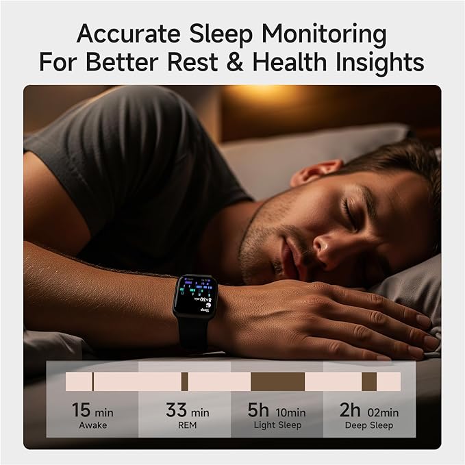 Smart Watch for Men Women, 1.85" AMOLED Ultra-Clear Screen Smartwatch Compatible iPhone/Samsung/Android, 100+ Sport Modes Fitness Tracker with Heart Rate/SpO2/Sleep Monitor 3ATM Waterproof, 2 Bands