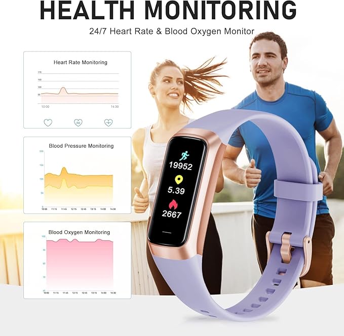 Fitness Tracker, Blood Pressure Watch with 24/7 Heart Rate, Step Counter for Walking, Step Trackers Activity Pedometer for Women Men Android iOS