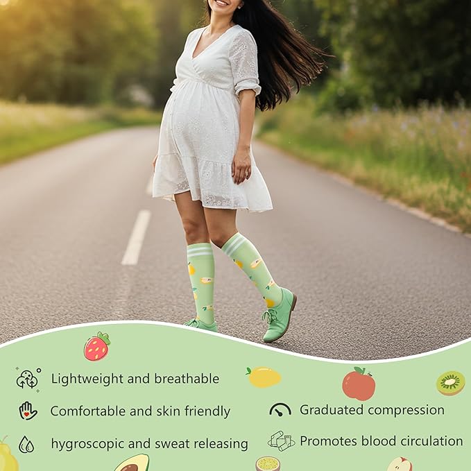 fenglaoda Compression Socks for Women Men Support Circulation 6 Pairs Socks For Nurse, Travel, Flight