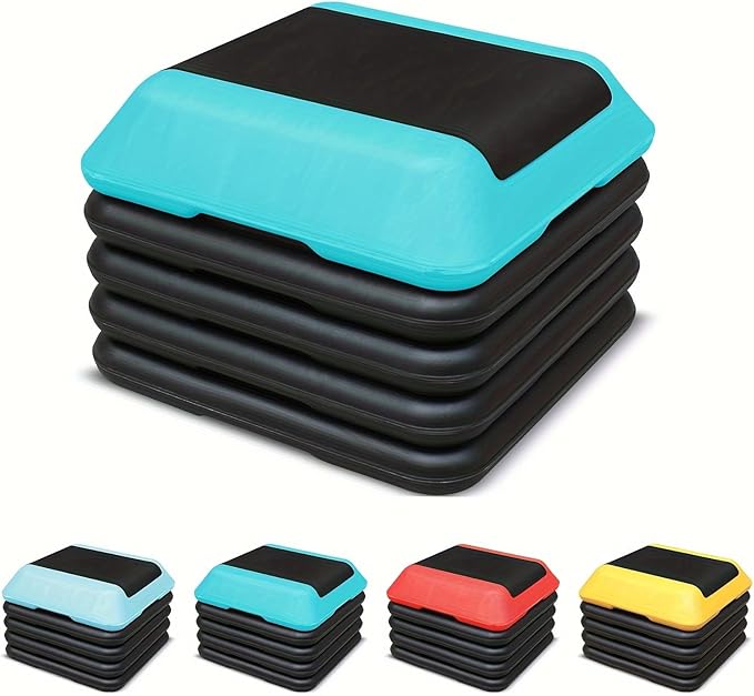 16" x 16" Adjustable Workout Aerobic Exercise Step Platformwith Adjustable Risers, Non-Slip Rubber Surface for Home Gym Cardio Training