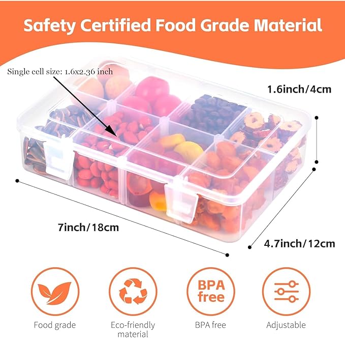 AQSXO Box Container for Kids, 8 Compartments Snack Containers Reusable Meal Prep Lunch Containers.