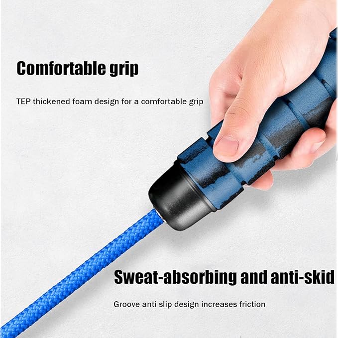 30 FT Long Jump Rope for Kids Adults,Double Dutch Jump Rope,Adjustable Skipping Ropes with High-strength Nylon Braided Rope Core,360°Rotation Not Entangled,Long Enough for 6-10 Jumpers.Blue