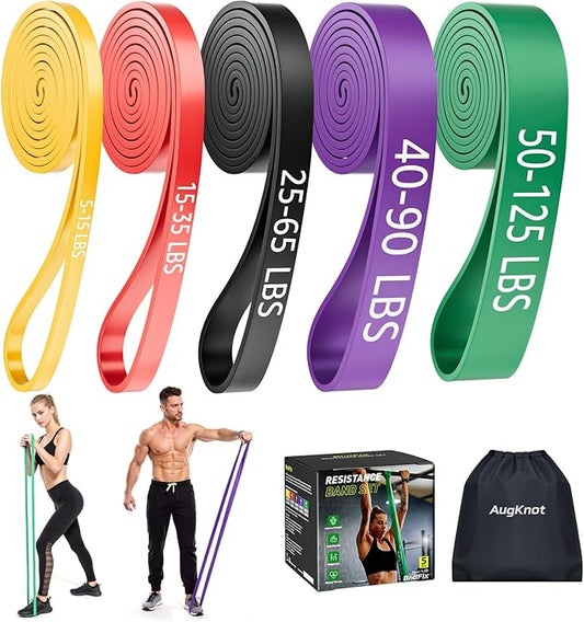 Resistance Bands for Working Out: 5-Levels Exercise Bands Set - Pull Up Assistance Elastic Silicone - Physical Therapy/Stretching/Training - Home Gym for Women/Men