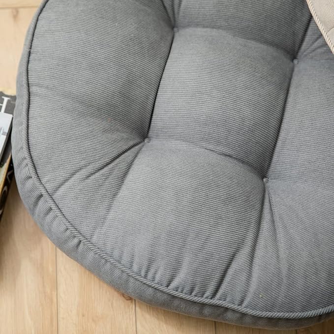 Corduroy Chair Pads Seat Cushion Soft Thicken Bedroom Living Room Floor Tatami Cushion Round Seat Pad for Kids Reading Adult Office,1 Count (Grey,22"x22")