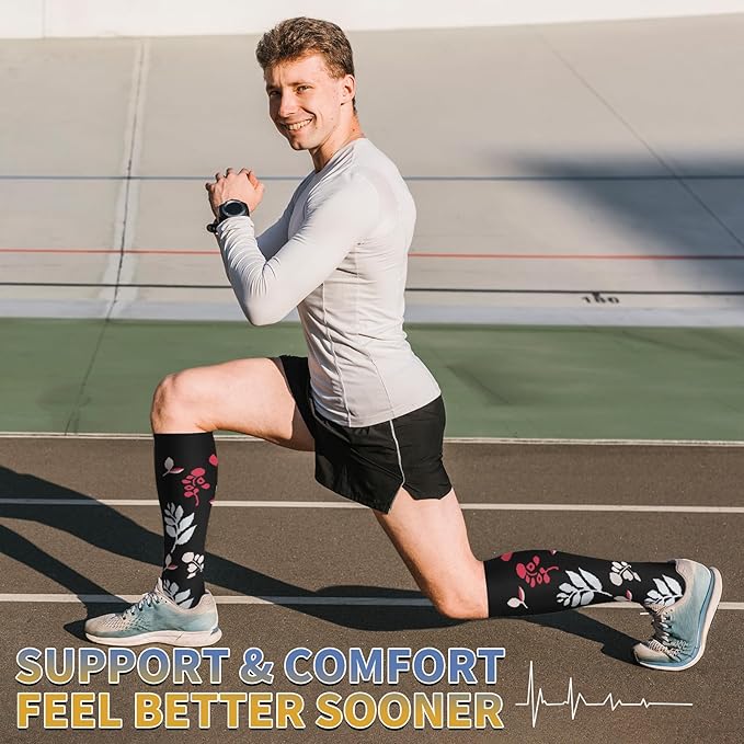 Graduated Copper Compression Socks for Men & Women Circulation 8 Pairs 15-20mmHg - Best for Running Athletic Cycling