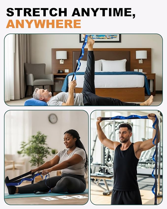 Trideer Stretch Straps with Loops, Non-Elastic Yoga Straps for Stretching, Durable Nylon Stretch Bands for Exercise Physical Therapy Flexibility, Yoga,Hamstring Leg Stretcher with Guidance