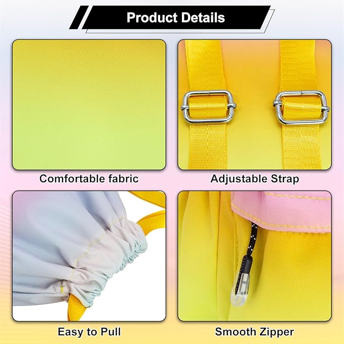 HOLYLUCK Drawstring Backpack Sports Gym Bag Water Resistant String Bag Cinch Sackpack with Side Zipper Pocket for Shopping Sport Yoga - Rainbow gradient