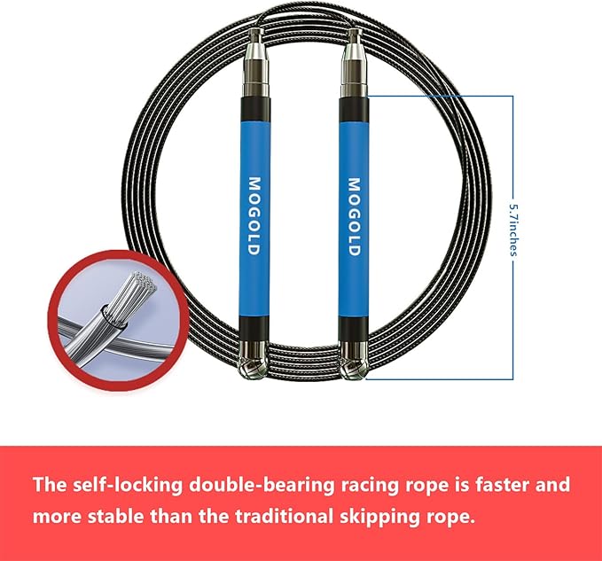 2-in-1 Speed Rope: 2mm for Boxing/MMA & 3mm for CrossFit - Tool-Free Adjustable Cable System with Dual Bearings - Sweatproof Hybrid Grip for High-Intensity Training