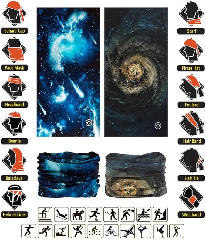 Headband Neck Gaiter Head Wrap Headwear Face Mask Magic Scarf Bandana for Men and Women