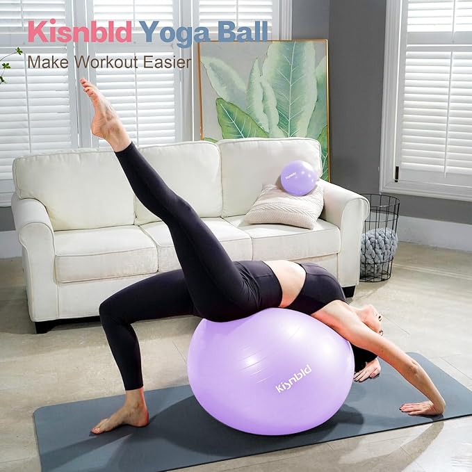 Exercise Ball, Extra Thick Yoga Ball for Workout Pregnancy Stability, 4 Sizes Anti-Burst Balance Ball with Foot Pump - Heavy Duty Fitness Ball Chair for Office, Home & Gym