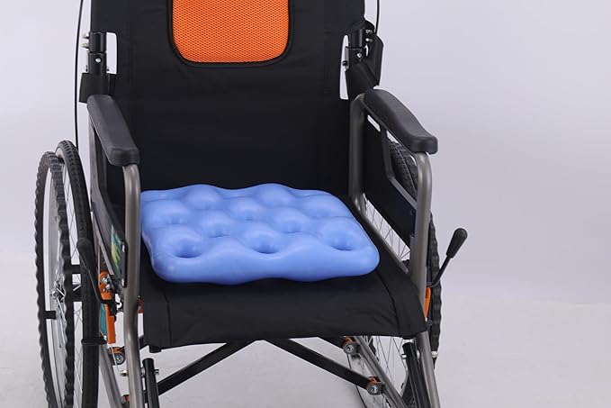 Inflatable seat Waffle Cushions for Sitting air Pillow seat Cushion for Chair & Wheelchair Pressure Sores Waffle Cushion Pressure Relief - Silicone Material (Blue)