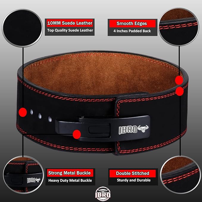 IBRO Powerlifting Lever Gym Belt – Power 8MM, 10MM or 13MM Extreme Heavy Duty Genuine Leather Belts - Squats Deadlifts Bodybuilding Weight Lifting IPF Power Lifting Strongman for Men