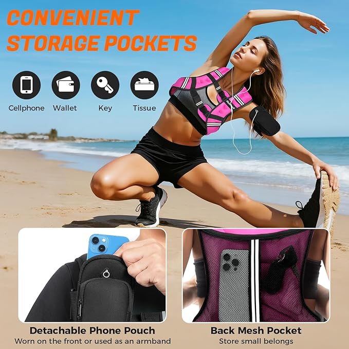 Weighted Vest for Woman Man 5lb/6lb/8lb/12lb/15lb/20lb/25lb/30lb Weighted Vest for Walking, Strength Training Weight Vest with Adjustable Buckle Detachable Phone Pouch for Running Workout