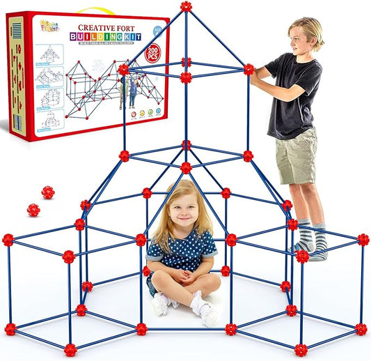 Fort Building Kit for Kids,STEM Construction Toys, Educational Gift for 4 5 6 7 8 9 10 11 12 Years Old Boys and Girls,Ultimate Creative Set for Indoor & Outdoors Activity,200 Pcs,Original