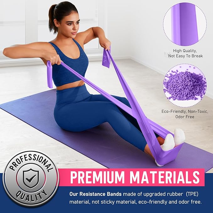 WALITO Resistance Bands for Working Out, Exercise Bands for Women and Men, Workout Bands for Physical Therapy, Stretch, Recovery, Pilates, Rehab, Strength Training and Home Gym