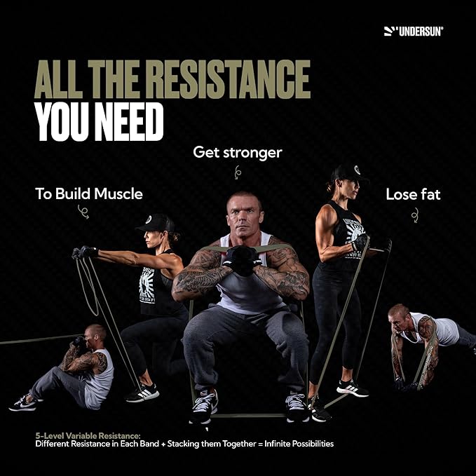 Undersun Resistance Bands for Working Out | Heavy Resistance Bands for Strength Training & Pull Up Assistance | Indoor/Outdoor, Gym, Home Exercise Bands Resistance