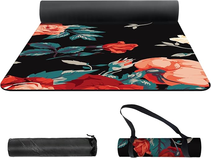 nuveti Yoga Mat Print Extra Thick TPE Non Slip Fitness Exercise Mat with Carrying Bag,72"x24" Extra Thick 6MM Exercise & Workout Mat for Yoga, Pilates Fitness and Floor Exercises