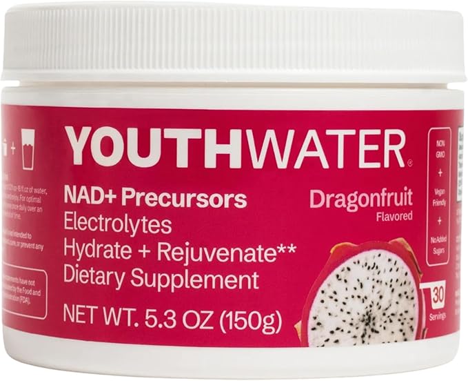 NAD+ Electrolyte Powder - Dragonfruit Flavor - Cellular Hydration & Healthy Aging Support - Only 5 Calories, No Added Sugar, Non-GMO - Essential Electrolytes & Vitamins - 30 Servings