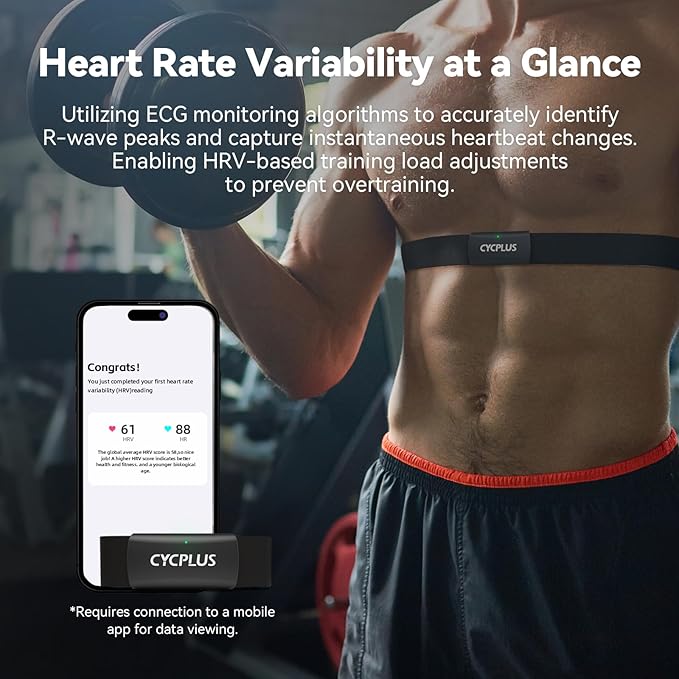 CYCPLUS Heart Rate Monitor Chest Strap H2Pro, Bluetooth ANT+ Heart Rate Monitor Chest Sensor with 500h Battery, IPX7 Waterproof and Dustproof, HRM Works with Strava/Cycplus Fit App