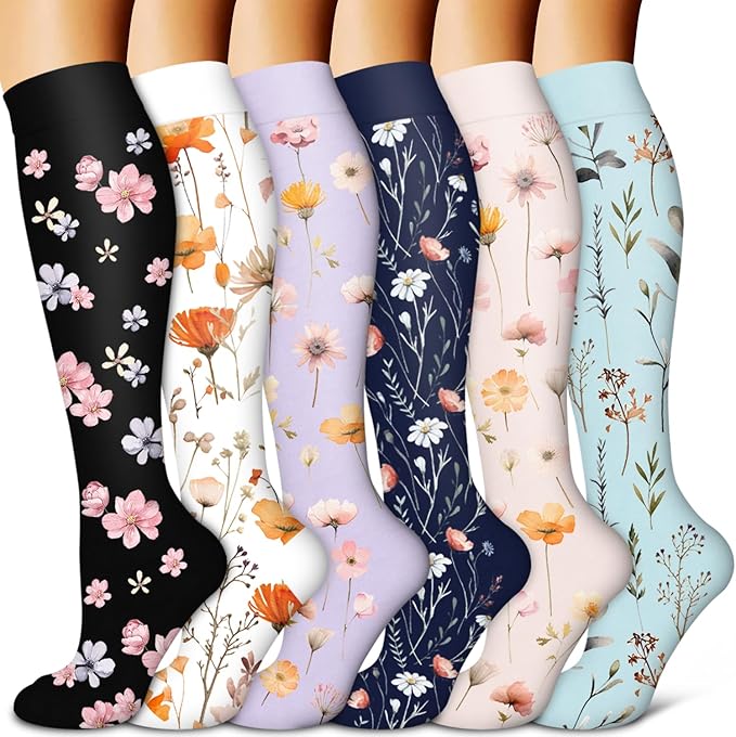 BLUEENJOY Copper Compression Socks for Women & Men (6 pairs) - Best Support for Nurses, Running, Hiking, Recovery