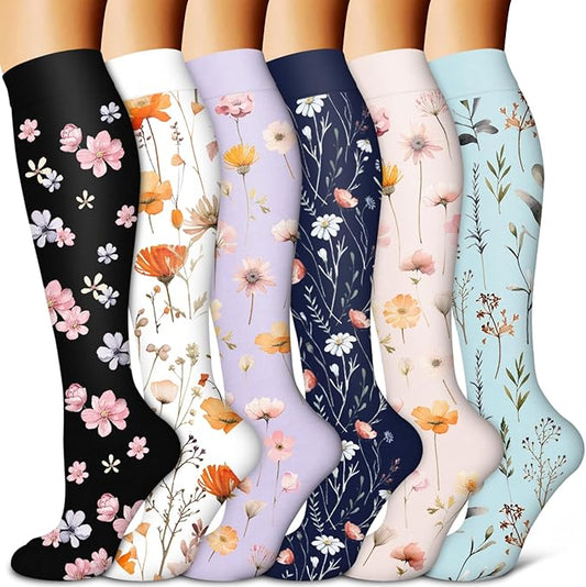 BLUEENJOY Copper Compression Socks for Women & Men (6 pairs) - Best Support for Nurses, Running, Hiking, Recovery