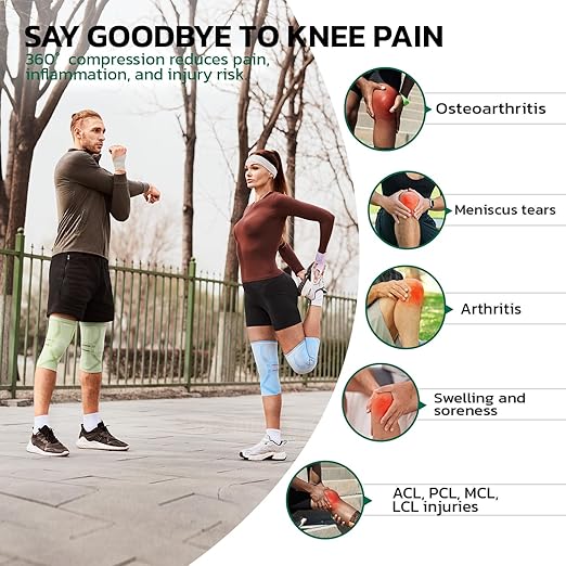 Compression Knee Brace for Women & Men, 2 Pack AOCELL Knee Sleeve Support for Knee Joint Pain Relief, ACL, Meniscus Tear, Arthritis - Breathable for Workout, Running, Gym, Sports, Fitness M