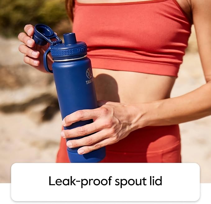 Takeya Actives Water Bottle with Spout Lid - Bottle with Double Stainless Steel Insulation - Dishwasher Safe & BPA-Free - Bottle with Spout Lid & Removable Bumper - 32 oz, Bluestone