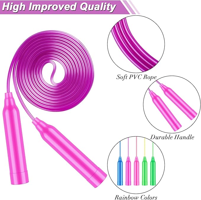 Aodaer Kids Jump Rope Set Colorful Outdoor Jump Ropes 7.3 Feet Adjustable Skipping Ropes for Outdoor Fun Activity Great Party Favor