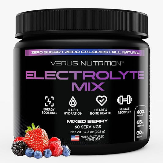 Electrolytes Powder No Sugar- Zero Calorie Hydration Powder | Sugar Free Electrolytes for Fasting, Keto & Vegan | Natural Ingredients Electrolyte Mix for Energy Boost, 60 Servings