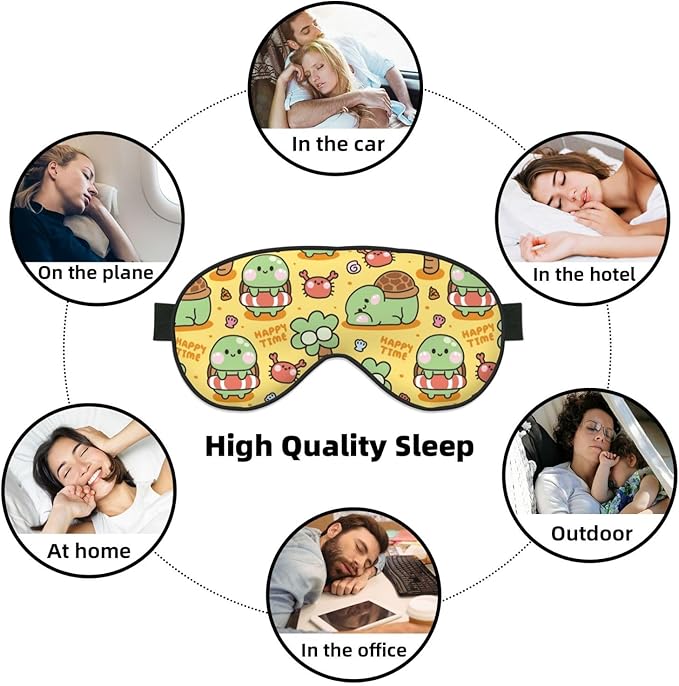Sleep Eye Mask Cute Turtle Cartoon Marine Animal Sleep Mask for Women Men Comfortable Eye Mask with Adjustable Strap Soft Eye Cover Blindfold for Travel Yoga Nap Shift Work